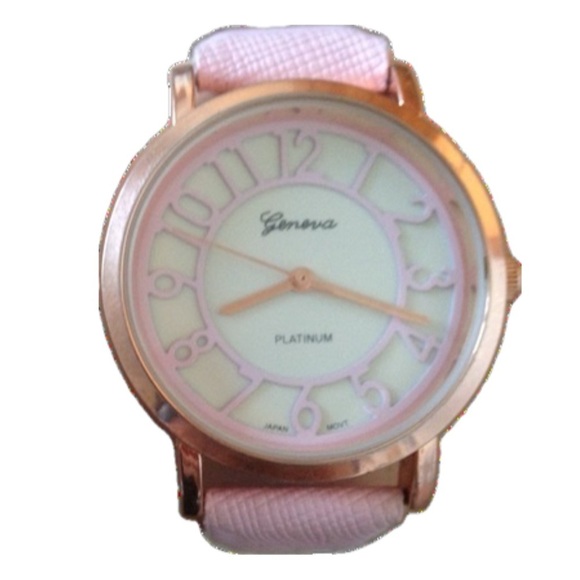 Geneva Accessories - Geneva Platimum Rose Gold Watch with Pink Strap